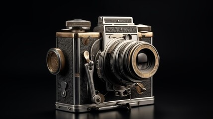 old photo camera. Vintage camera old film camera isolates for objects. - obrazy, fototapety, plakaty