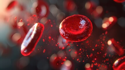 Closeup macro image of red blood cells and organic tissues. Leukocytes and erythrocytes in veins and arteries. Abstract background. Healthcare, hygiene and personal care concept. AI-generated.