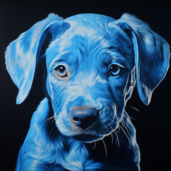 blue puppy portret - obrazy, fototapety, plakaty