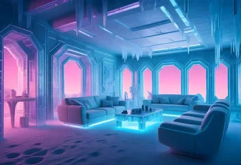 Foto op Canvas Cyberpunk a detailed 8k vision of an ice hotel wit © Areesha