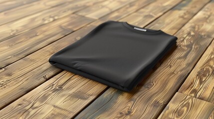 Stylish Black Shirt with Textured Pattern on Wooden Surface
