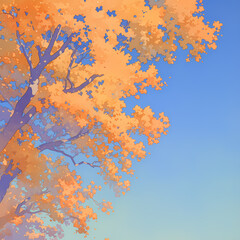 Exquisite Autumn Landscape: Basking in Nature's Warm Hues and Tranquil Skies