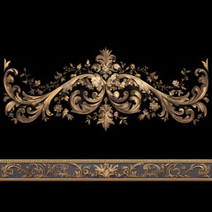 Luxurious Baroque Design Element - Ornate Gold Trimming with Floral Detailing