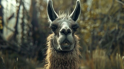 A llama stands amid the lush green grass - Powered by Adobe