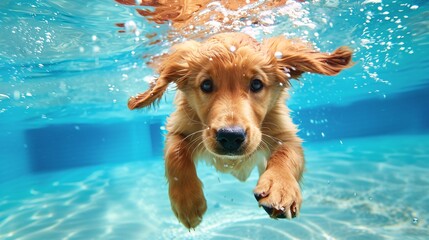 a dog swimming underwater