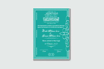 Luxury Islamic Marriage Certificate or Nikkah Nama Vector Design template 