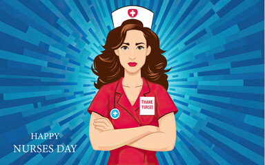 International Nurse Day, Post. International Nurse Day Poster, Happy Nurses Day, Nurses Day, 12 May. International Nurse Day Post. Illustration. Card, Social Media Post. Nurse Day Poster, Vector.