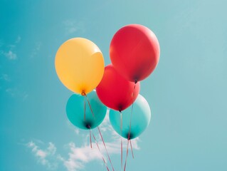 a group of balloons in the sky