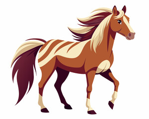 Horse standing on white background.  Beautiful Horse illustration