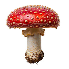 Fly agaric mushroom PNG. Red mushroom with polka dots isolated. Fly agaric mushroom top view PNG. Mushroom flat lay isolated