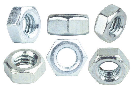 set nut, metal nut isolated from background	