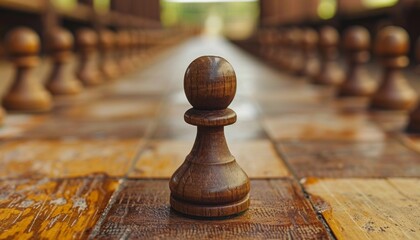 Strategic chess pawns banner  symbolizing challenge, critical decisions, and intelligent moves - obrazy, fototapety, plakaty