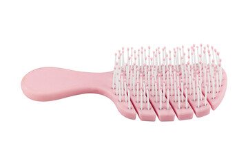 pink women's hair comb isolated from background