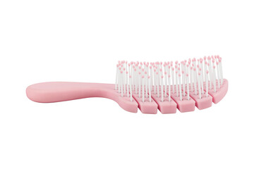 pink women's hair comb isolated from background