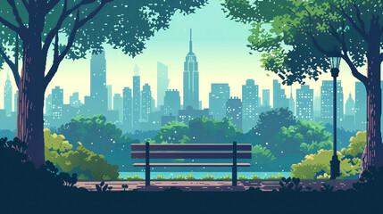 Central Park - NYC scene in flat graphics