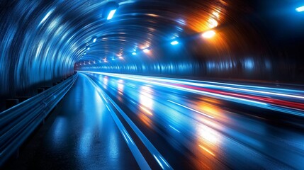 Capturing the dynamic light trails of speeding vehicles in an illuminated urban tunnel at night using long exposure