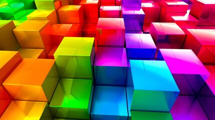 A colorful background with many different colored cubes.