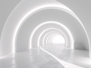 a white tunnel with lights