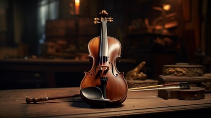 Vintage Wooden Violin: An Isolated Symphony of Musical Art and Sound.