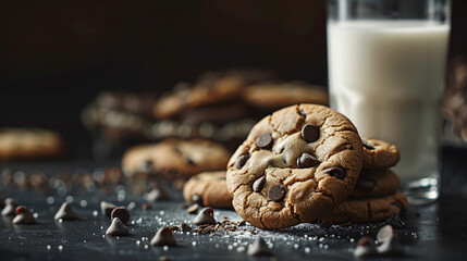 Banner for Chocolate Chip Cookie with glass of milk - Powered by Adobe
