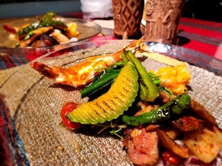 Traditional Chinese ingredients. Chinese aboriginal creative food, seafood, meat and some...