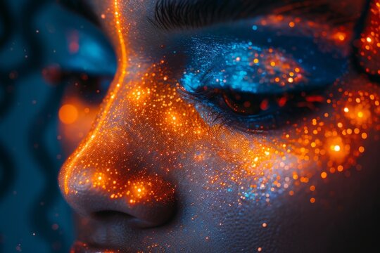 This image displays an abstract gradient blur with sparkling bokeh, ideal for background use