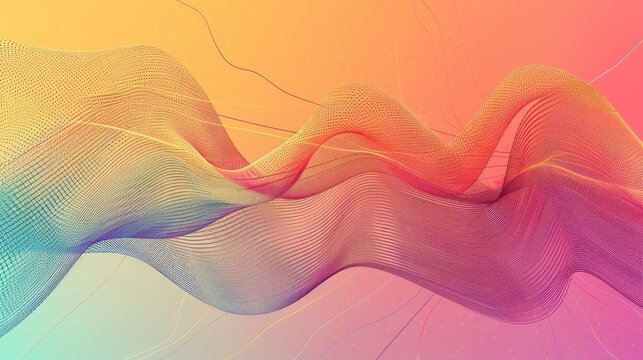 abstract colorfull wave element for design. Digital frequency track equalizer. Stylized line art background. illustration.Wave with lines created using blend tool.Curved wavy line, smooth strip