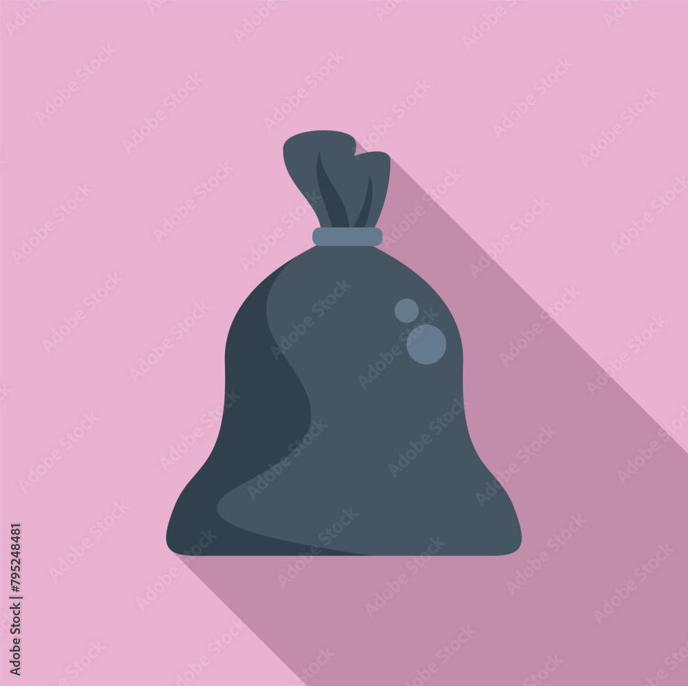 Poster big sack of garbage icon flat vector. carry ecology. recycled object