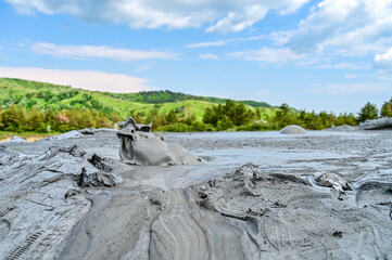 active mud volcanoes of Berca, Vulcanii noroiosi near Berca, Buzau, Wallachia, Romania	