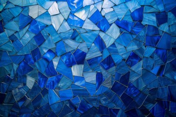 monochromatic mosaic overlapping polygonal patterns in shades of blue abstract background