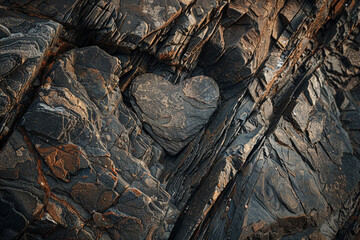 A close-up photograph of the intricate rock formations on Heart Island, showcasing their natural beauty. - Powered by Adobe