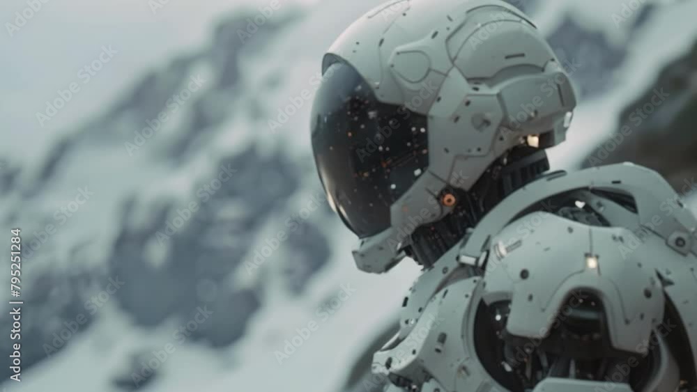 Aufkleber robotic guide on a high-tech ascent. concept artificial intelligence, robotics, high-tech, innovatio