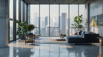 Minimalistic modern interior of luxury apartments. Real estate concept. Ai-generated.