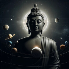 Background buddha in space  - obrazy, fototapety, plakaty