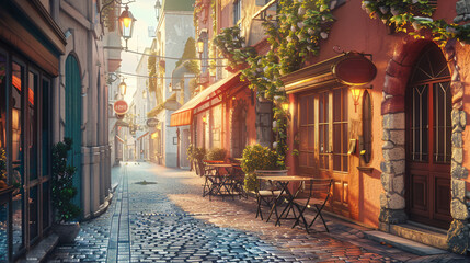 Fototapeta na wymiar Beautiful street of European city