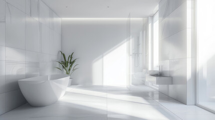 Fototapeta premium Luxurious Minimalist Bathroom Interior Design with Modern Furniture