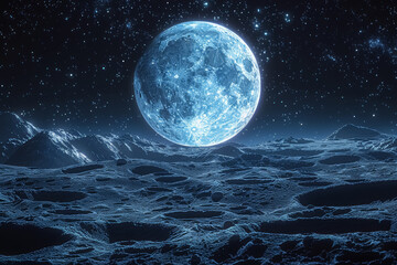 luminous full moon over tranquil sea - serene night landscape