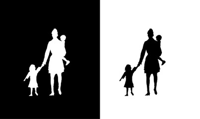 silhouette of mother and child's, mother and child silhouette vector, mother and child silhouette icon, symbol, mother and child symbol design, black silhouette of mother and child, art, vector, 