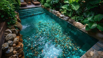 Serene Pool Surrounded By Lush Greenery