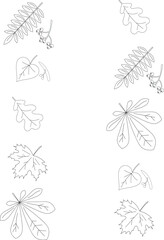 Naklejka premium Autumn matching activity for children. Simple educational game for kids with leaves. Printable black and white worksheet. Find the same leaves.