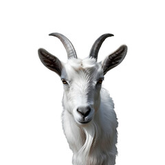 white goat, white background, realistic photo, clipart style
