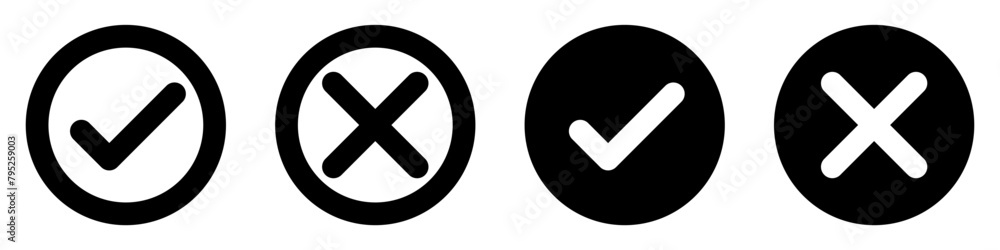 Canvas Prints check mark and cross icons set. tick symbol. vector illustration. approved concept.