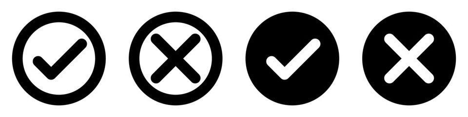 Check mark and cross icons set. Tick symbol. Vector illustration. Approved concept.