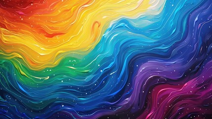 Abstract rainbow wave, abstract background with multicolored brushstrokes of oil paint, Rainbow abstract background. Texture of crumpled colored paper.
