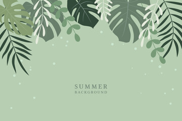 Summer background with tropical leaves