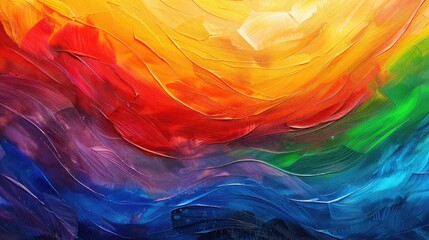 Abstract rainbow wave, abstract background with multicolored brushstrokes of oil paint, Rainbow abstract background. Texture of crumpled colored paper.
 - obrazy, fototapety, plakaty