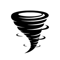 Tornado icon. Hurricane symbol. Black typhoon icon isolated on white background. Vector illustration