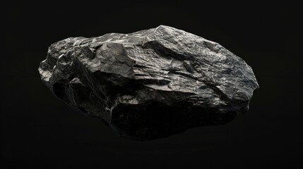 Photorealistic Floating Rock VFX Asset on Black Background