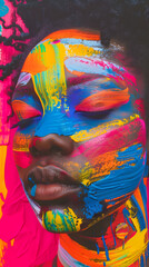 Radiant Reverie: A Canvas of Colors on the Afro Queen, joyful color protest