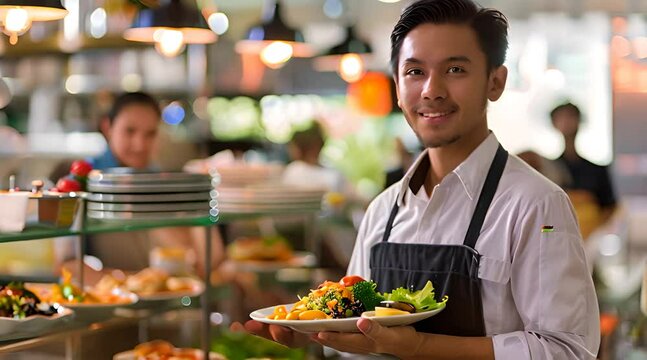 a chef delivers food